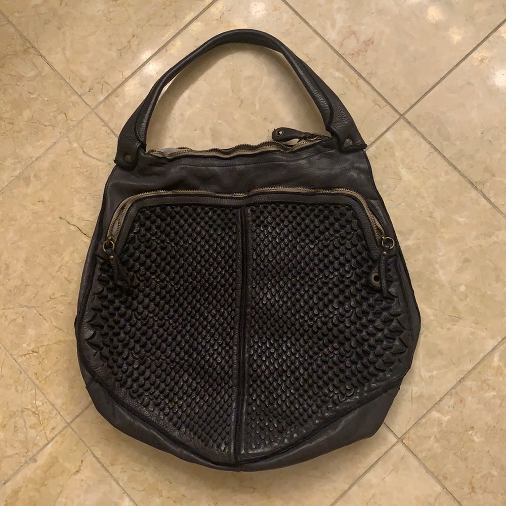 Navy Snakeskin effect Italian Leather bag